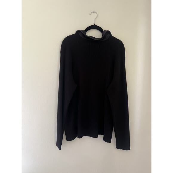 Lauren Ralph Lauren Black Lace Up Ribbed Knit Sweater Tunic Top 2XL Equestrian - Picture 8 of 10